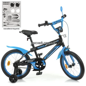 Велосипед детский PROF1 16д. Y16323-1 Inspirer, черно-синий матовый